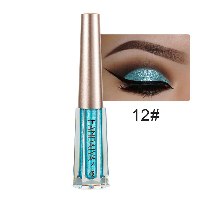 HANDAIYAN Diamond Pearl Liquid Eye Shadow 12 Colors Shining Bright Eye Shadow Liquid