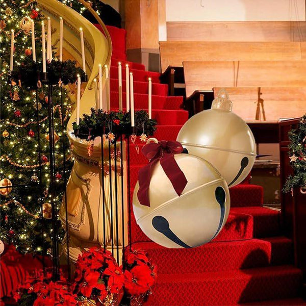 New inflatable Christmas bell with bow decoration for outdoor courtyard decoration
