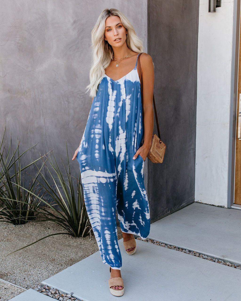 Sexy Wide-Leg Printed Jumpsuit with Strap for Women