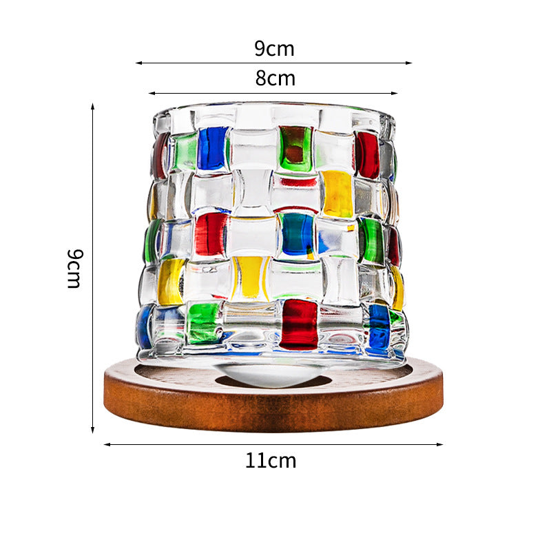 Hand drawn rotating glass cups multiple multi-purpose whiskey glasses rotating glass cups