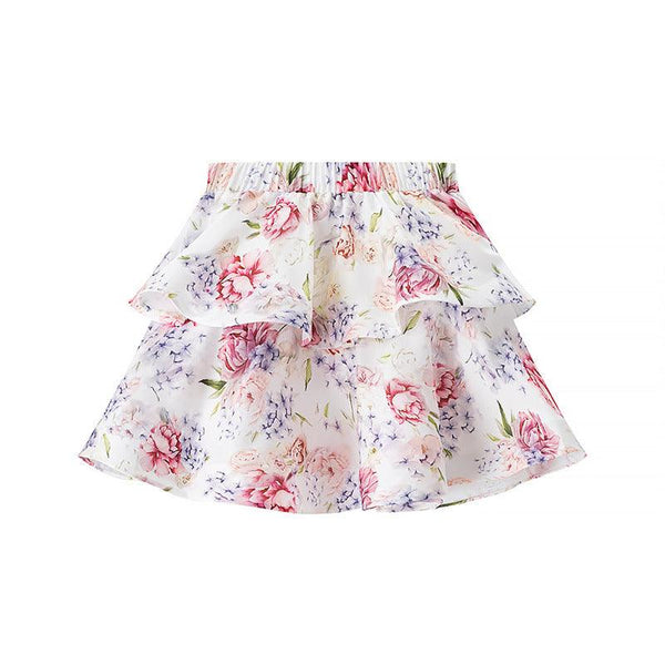 Fashionable and Sexy Halter Sleeveless Top with Floral Print Skirt