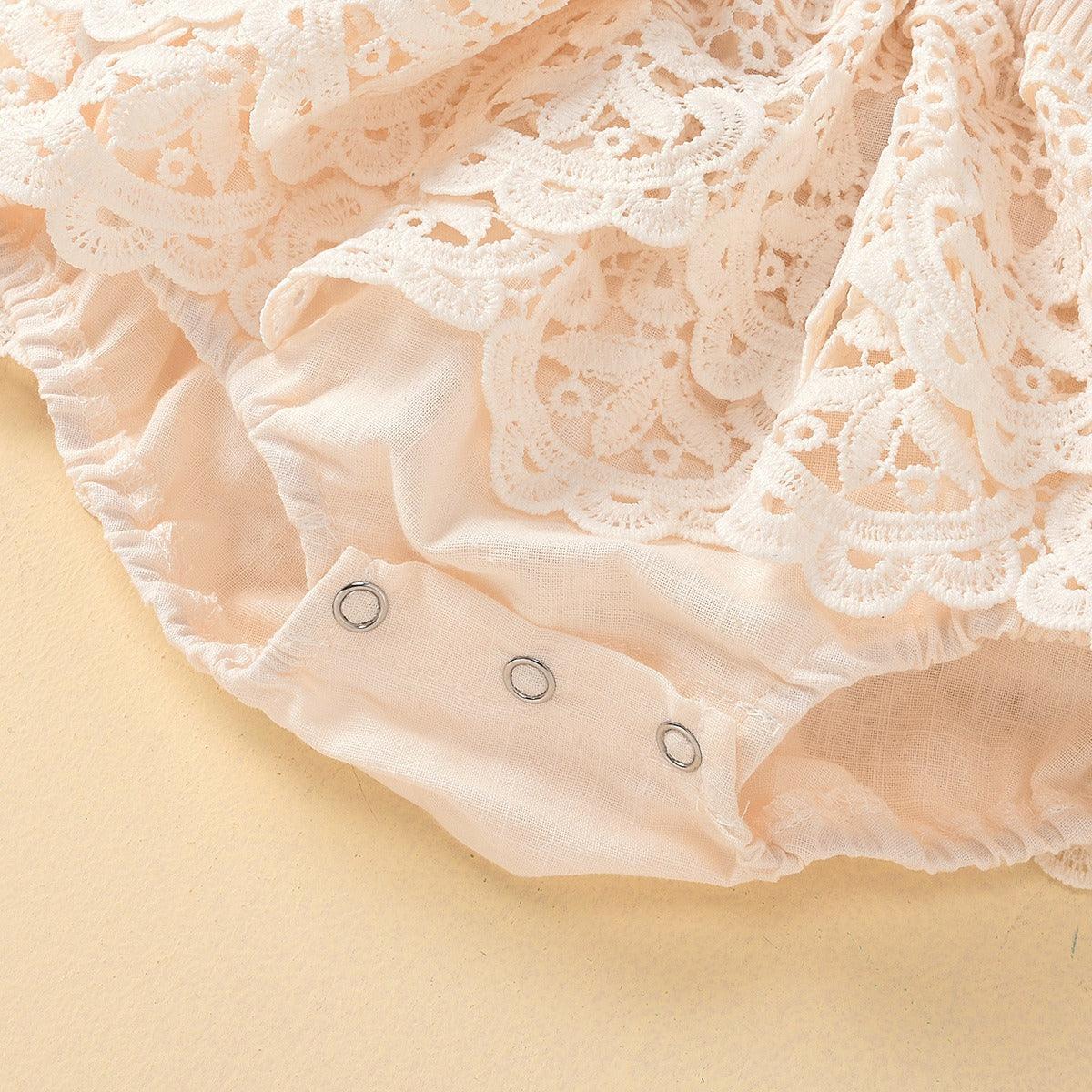 Solid color backless lace up baby jumpsuit