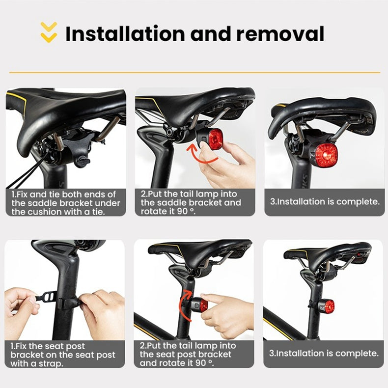 Bicycle Smart Brake Tail Light MTB Road Bike Auto Brake Sensing Light SB Rechargeable IPX6 Waterproof LED Warning Rear Lamp