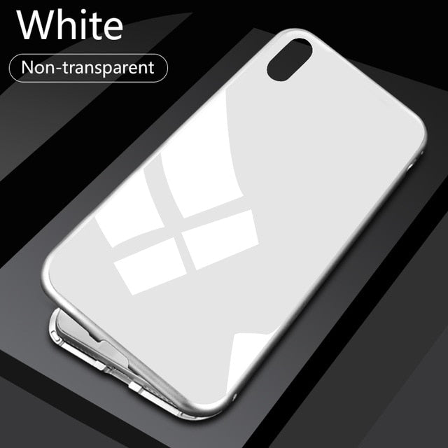 Double sided  Magnetic Case for iPhone X Clear Tempered Glass Magnet Adsorption Case