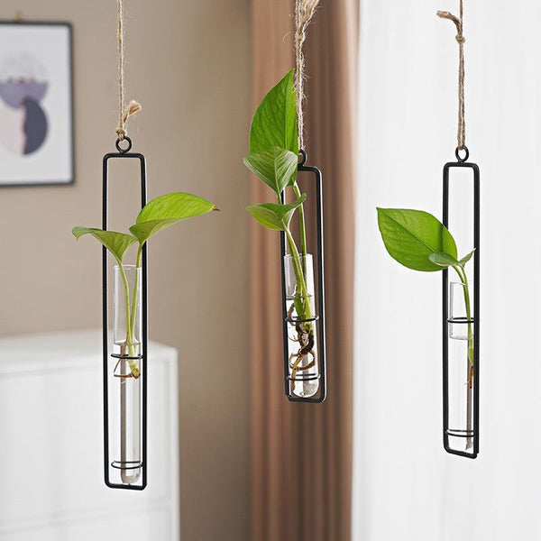 Scandinavian-Style Glass Hydroponic Vase for Living Room with Creative Hanging Door Decor and Wall Ivy Plant Water Cultivation Transparent Pot