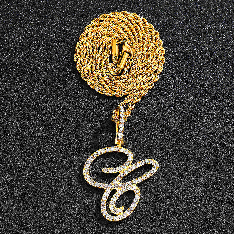 Hip hop accessories grass letter pendant melon seed buckle Cuban chain accessory