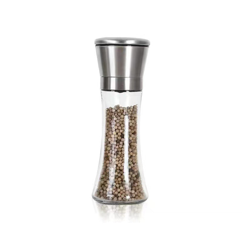 Stainless Steel Pepper Grinder For Household Manual Glass Grinding Black Pepper Powder Seasoning Bottle Comes With Grinding Bottle