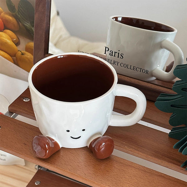Kawaii hand - pinch feet ceramic coffee cup. High - aesthetic, great for home/dorm. Ideal gift, doubles as mark cup.