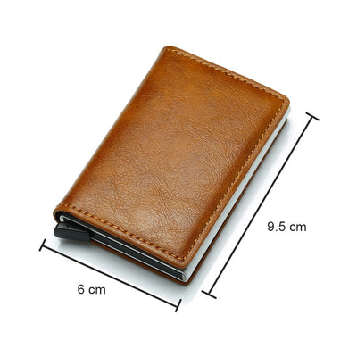 DIENQI Top Quality Wallet Men Money Bag Mini Purse Male Vintage Automatical Aluminium Rfid Card Holder Wallet Small Smart Wallet