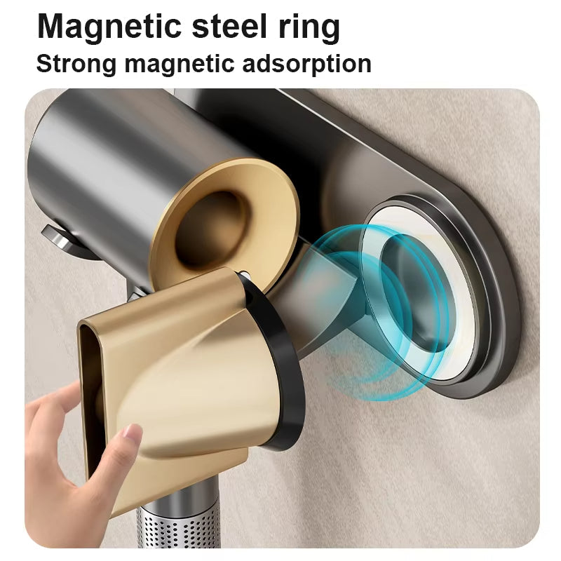 No - drill Magnetic Hair Dryer Wall Mount. Synthetic plastic, for Dyson/Leihen/Kexi. Colors: gray & white