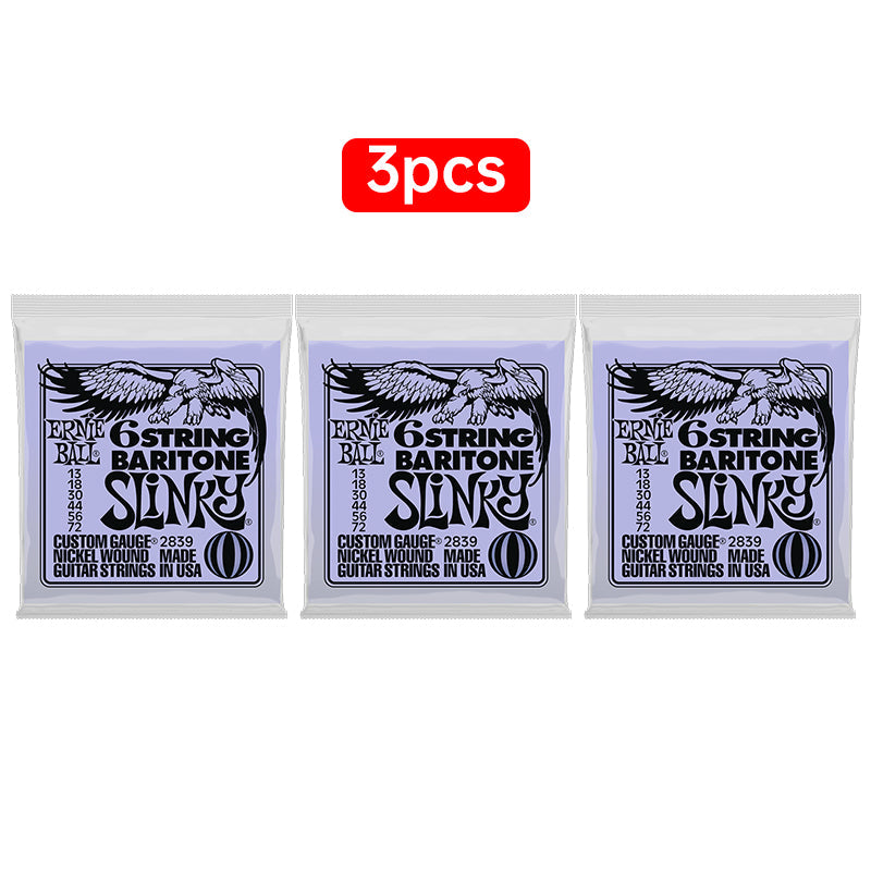 Ernie Ball 6-String Baritone Slinky Nickel Wound Electric Guitar Strings, 13-72 Gauge (P02839)