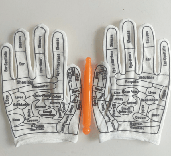 Acupoint diagram massage gloves cotton English acupoint diagram gloves for men and women TCM human body meridian gloves