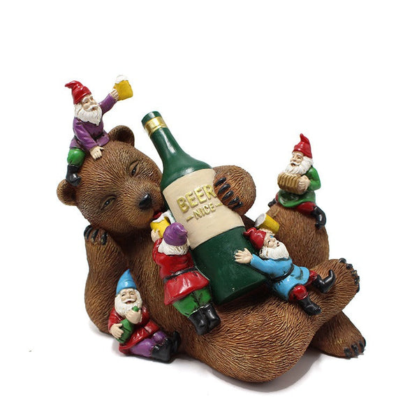 Resin Drunk Brown Bear and Dwarf Decorations Creative Courtyard Garden