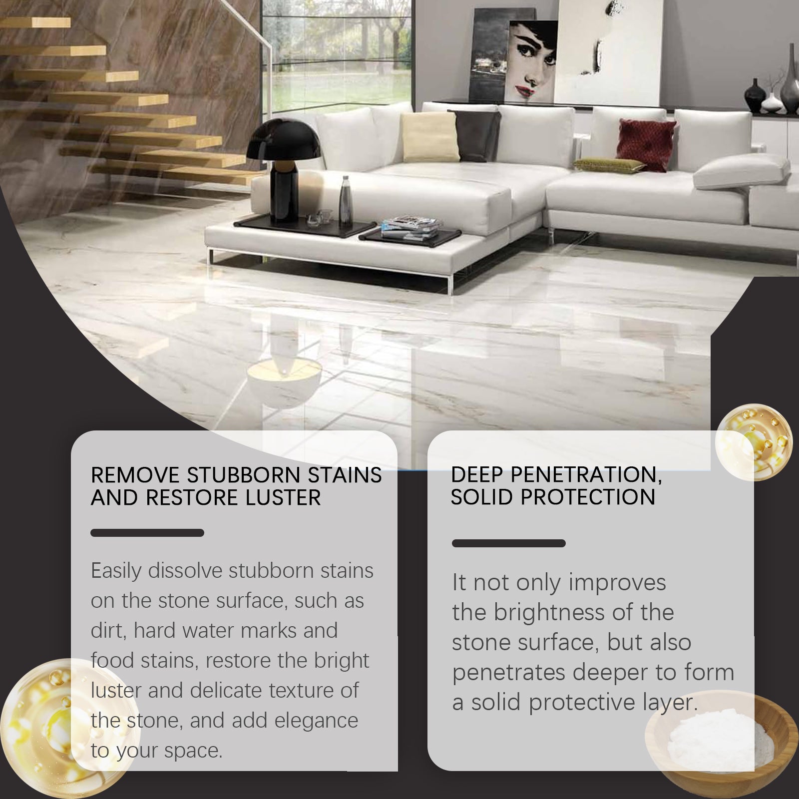 Stone Care Wax, Polished Refurbished Stone Furniture Paint Care Brightener Tile Repair Cream