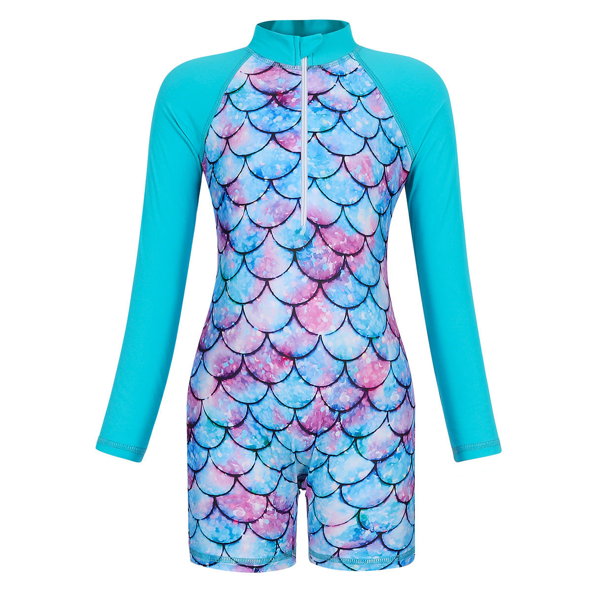 children's sun protection surfing suit girls' swimsuit long sleeved quick drying girls' one-piece mermaid swimsuit