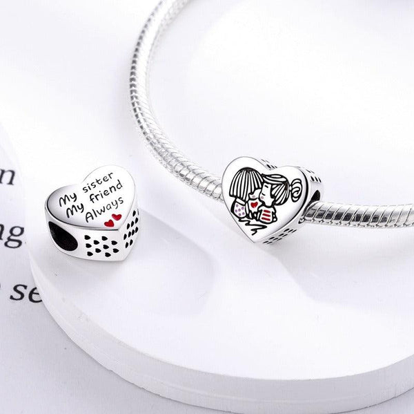 Copper plated S925 silver FOREVER colorful heart clip beads string DIY bracelet necklace