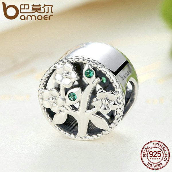 BAMOER 925 Sterling Silver Tree of Life Bead Charms fit Bracelets SCC115