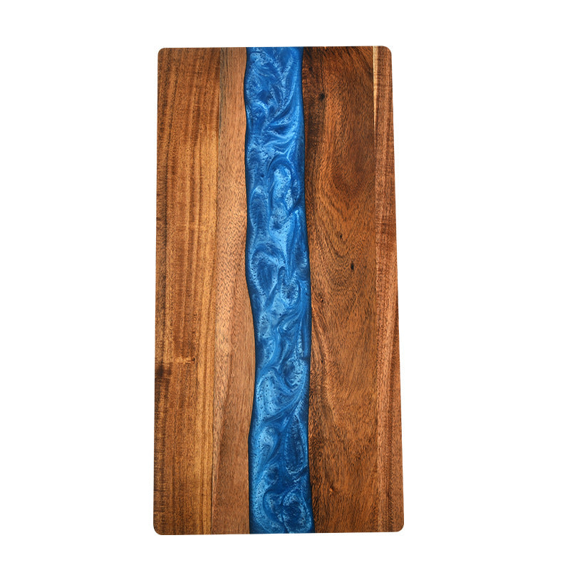 Acacia Wood Resin Splicing Large Charcuterie Board Epoxy Resin Ocean Wave Pattern Cutting Board for Kitchen
