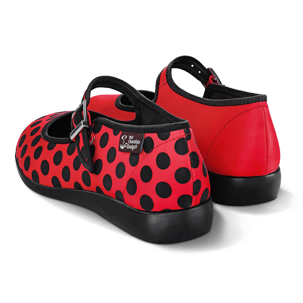 Chocolaticas® Ladybug Women's Mary Jane Flat Hot Chocolate Design