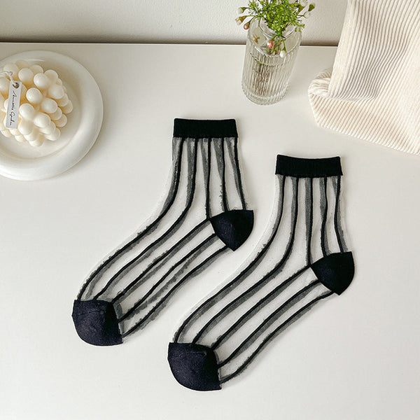 Women Socks New Fashion Long Transparent Cute Heart Thin Socks Female Summer Casual Sweet Funny Socks Stylish Ankle Socks For Women