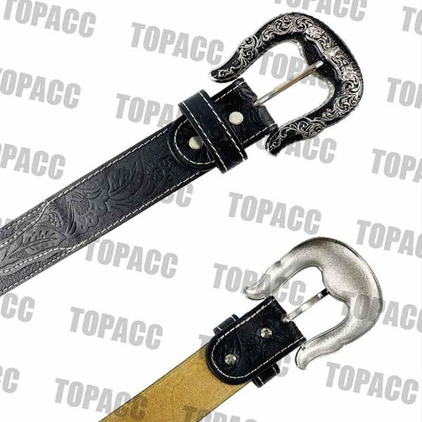 TOPACC Western Super Concho Longhorn Cow Bull Black Country Belts Genuine Leather - Gifts for You 'n Me