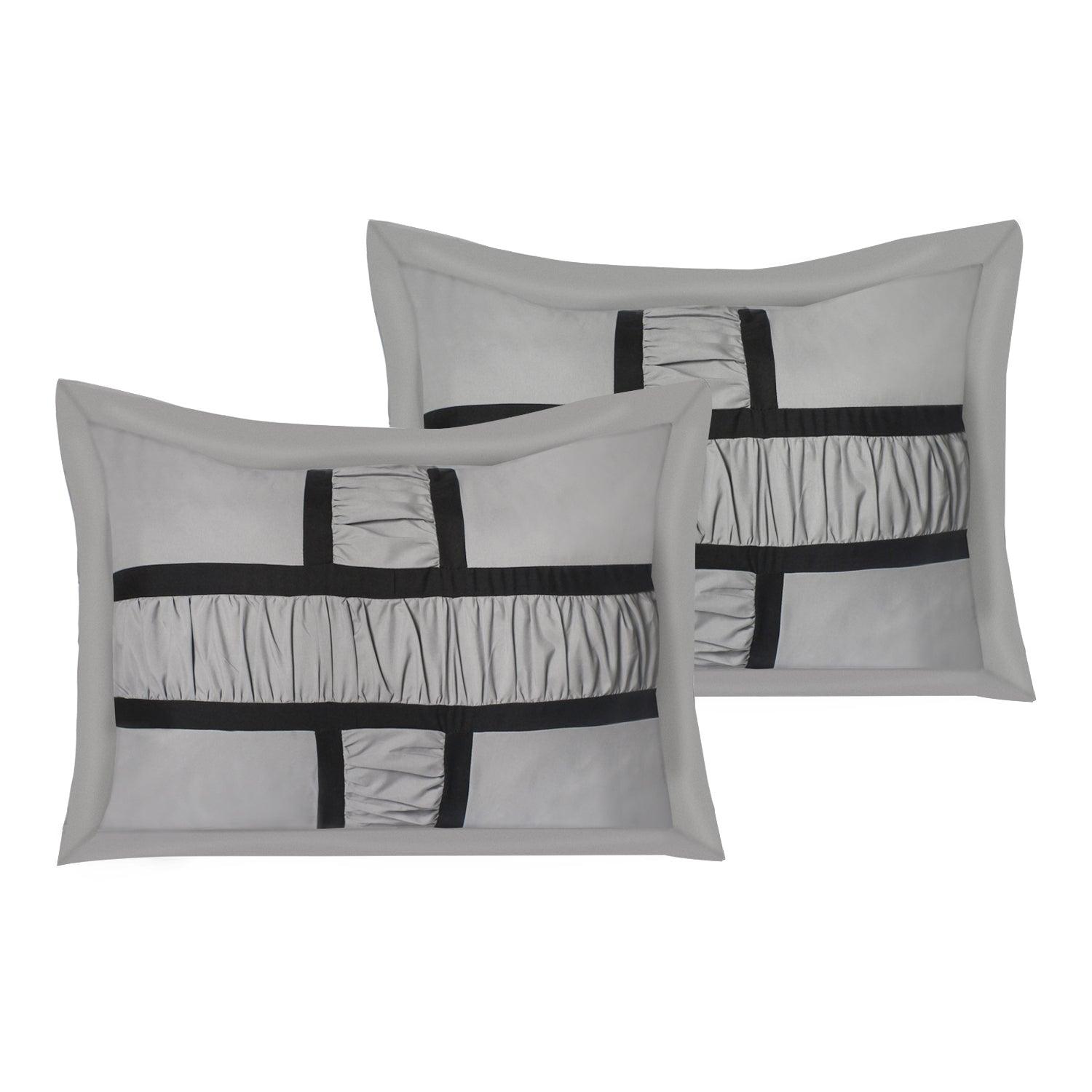 Closeout - 7 Piece Microfiber Ruffle and Patchwork Comforter Set