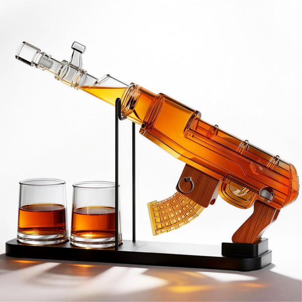 Gifts for Men Dad, Guns Whiskey Decanter Set for Men - Gun Decanter, Detachable Magazine & 2 Bullet Shot Glasses, Liquor Dispenser for Bar, Cool Anniversary Birthday Military Present Ideas