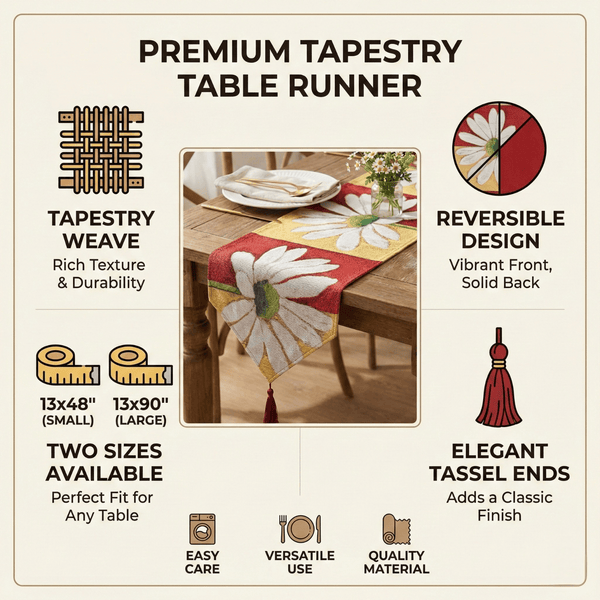 Tache Loves Me Not Daisy Tapestry Table Runner (9046)