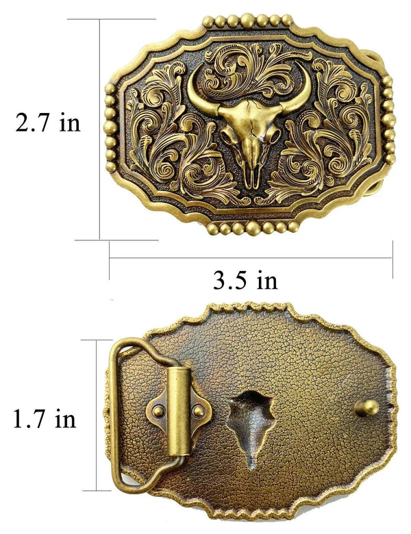 TOPACC Western Copper Longhorn Bull Cow Pattern Belt Buckle - Gifts for You 'n Me