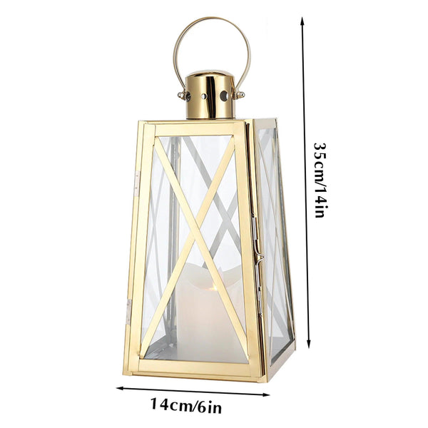 12''H Stainless Steel Decorative Lantern (Trapezoid)