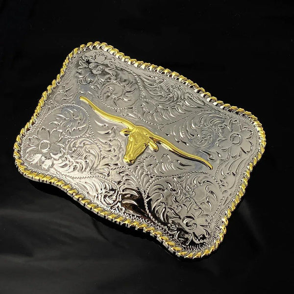 TOPACC Rectangle Two Tone Longhorn Cow Belt Buckle - Gifts for You 'n Me