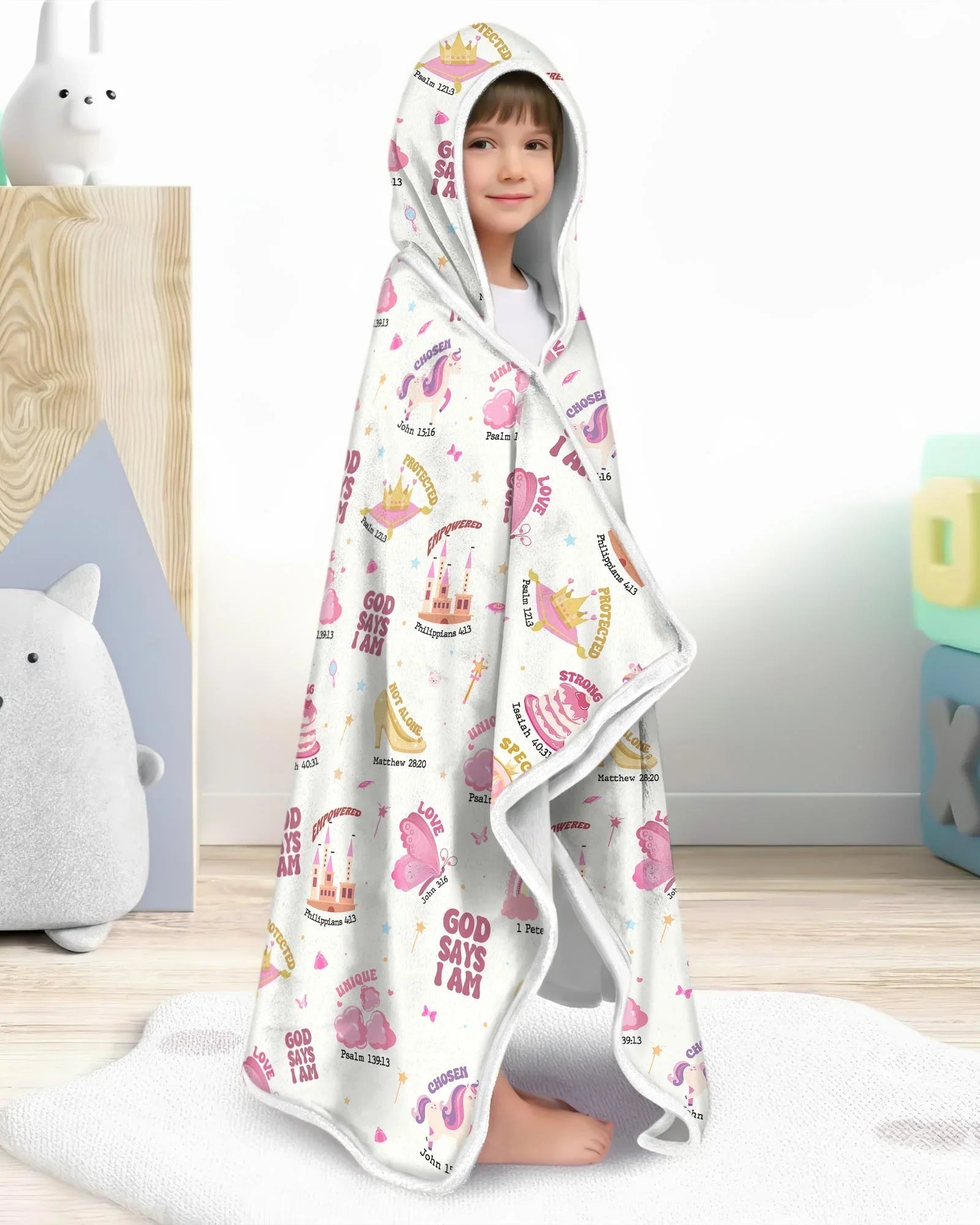 God Says I Am Girl Bamboo Wearable Hooded Blanket