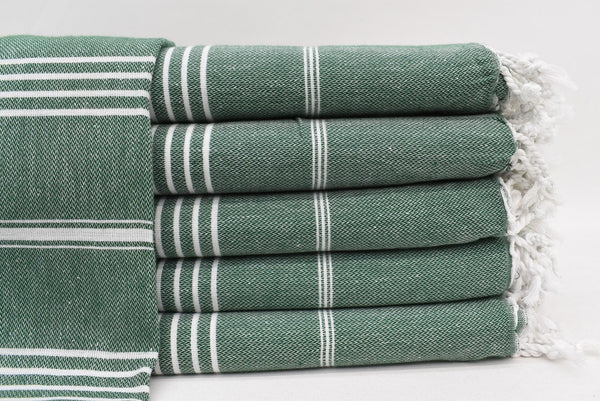 Dark Green Monaco Turkish Towel – Lightweight Quick Dry Beach & Bath Towel, Luxury Turkish Cotton Spa Towel, Travel & Pool Towel
