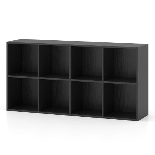 8-Cube Bookcase Bookshelf with 2 Anti-Tipping Kits Storage Organizer-Black