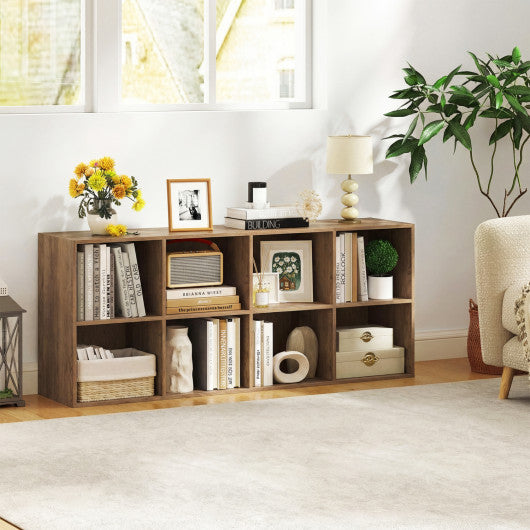 8-Cube Bookcase Bookshelf with 2 Anti-Tipping Kits Storage Organizer-Natural