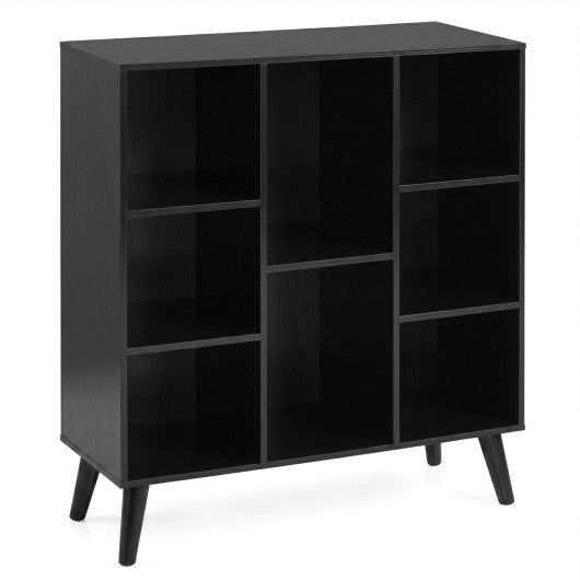 8-Cube Bookcase with Raised Support Legs for Living Room-Black