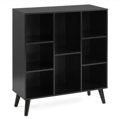8-Cube Bookcase with Raised Support Legs for Living Room-Black