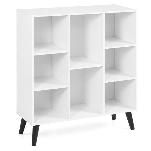 8-Cube Bookcase with Raised Support Legs for Living Room-White