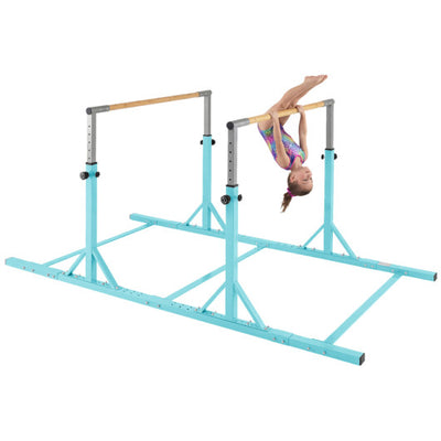 8 FT Double Horizontal Bars with 13-Level Adjustable Heights-Green