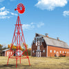 8 Feet Windmill Metal Ornamental Wind Wheel Weather Resistant-Red