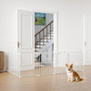 8-Panel Extra Wide Baby Gate Adjustable Pet Safety Fence with Auto-close Door-White
