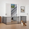 8-Panel Extra Wide Baby Gate Adjustable Pet Safety Fence with Auto-close Door-Black