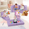 8-Piece Modular Kids Play Couch with Comfy Suede Fabric-Purple