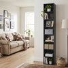 8-Tier Narrow Bookshelf with 4 Adjustable Shelves and Storage Cubes-Black