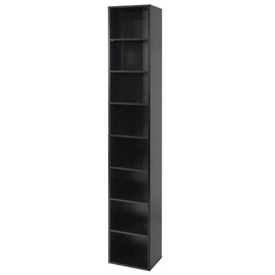 8-Tier Narrow Bookshelf with 4 Adjustable Shelves and Storage Cubes-Black