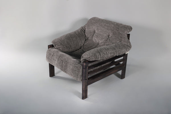 Chair & Ottoman – Taye with Tiger Maple Arms (Grey)