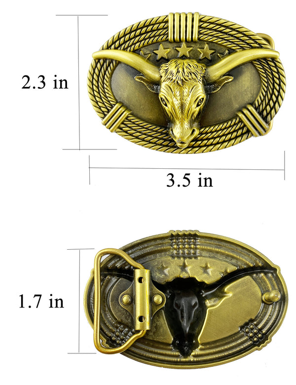 TOPACC Western Cute Longhorn Belt Buckle Copper/Bronze