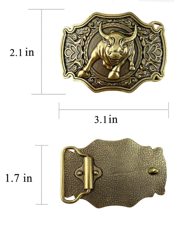 TOPACC Western Turquoise Belts - Bullfight Belt Buckle Copper/Bronze