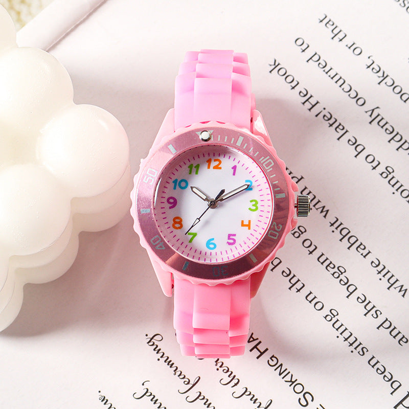 Kids Quartz Watches 50M Waterproof Analog Wristwatches Jelly Clock Students Watch Children PU Band Watch Childrens Analog Wrist Watch With Protective Design Simple Watch For Girls And Boys