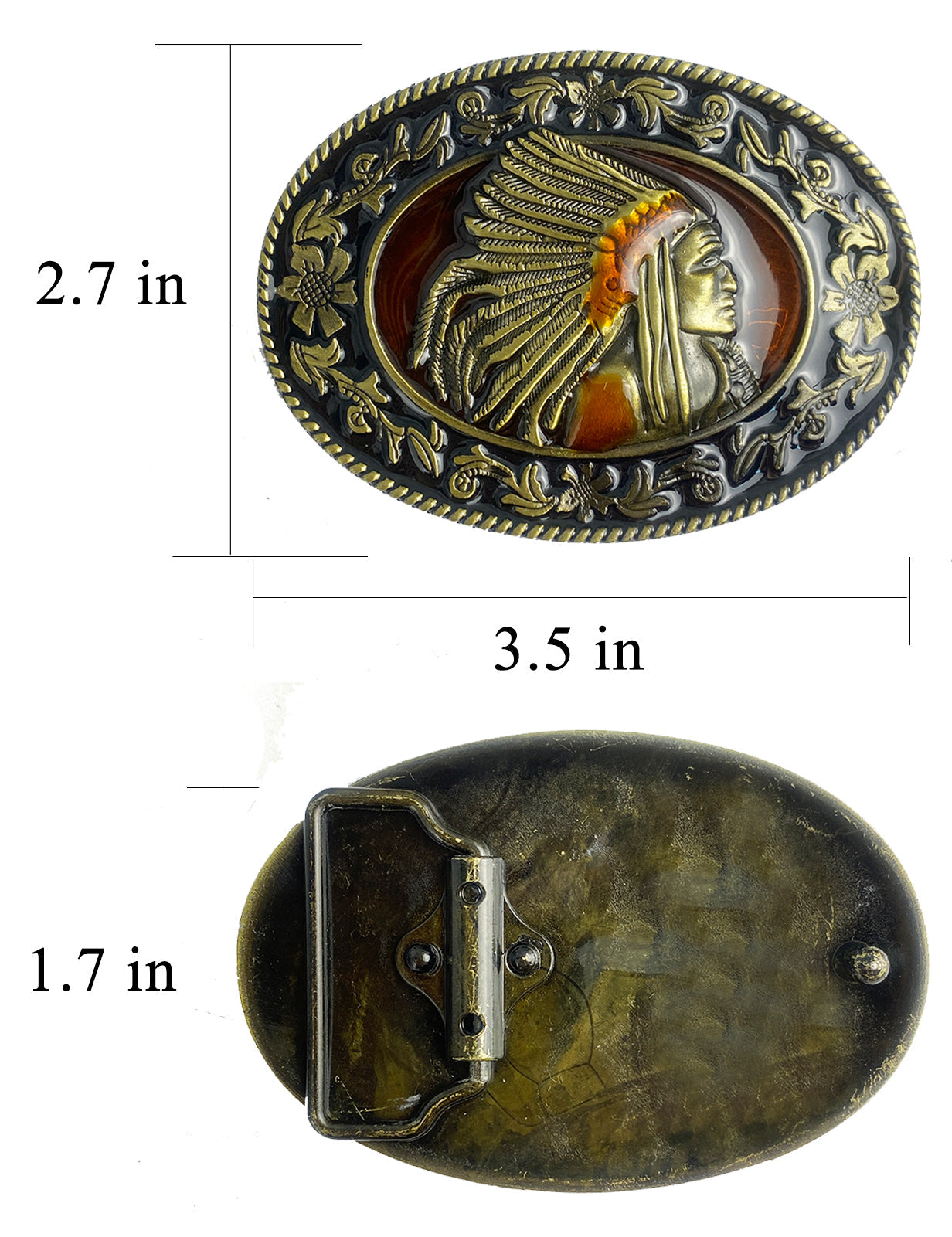 TOPACC Indians Bronze drip oil Belt Buckle